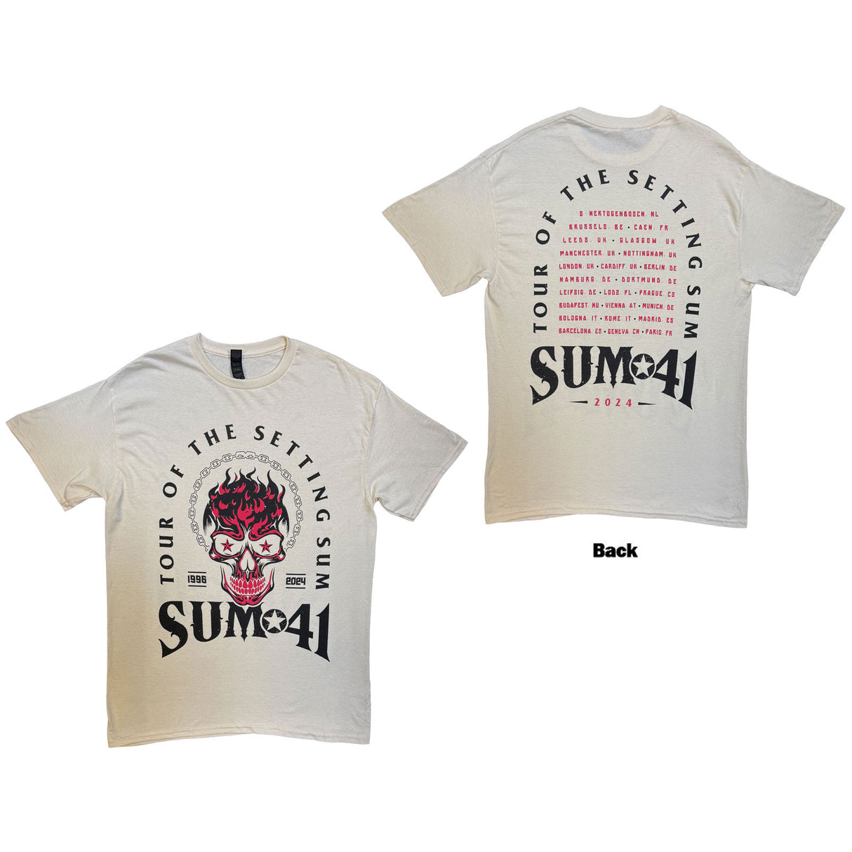 Sum 41 Unisex T-Shirt Tour '24 Pt.2 Pink Skull (Back Print) (Ex-Tour) Natural (XL)