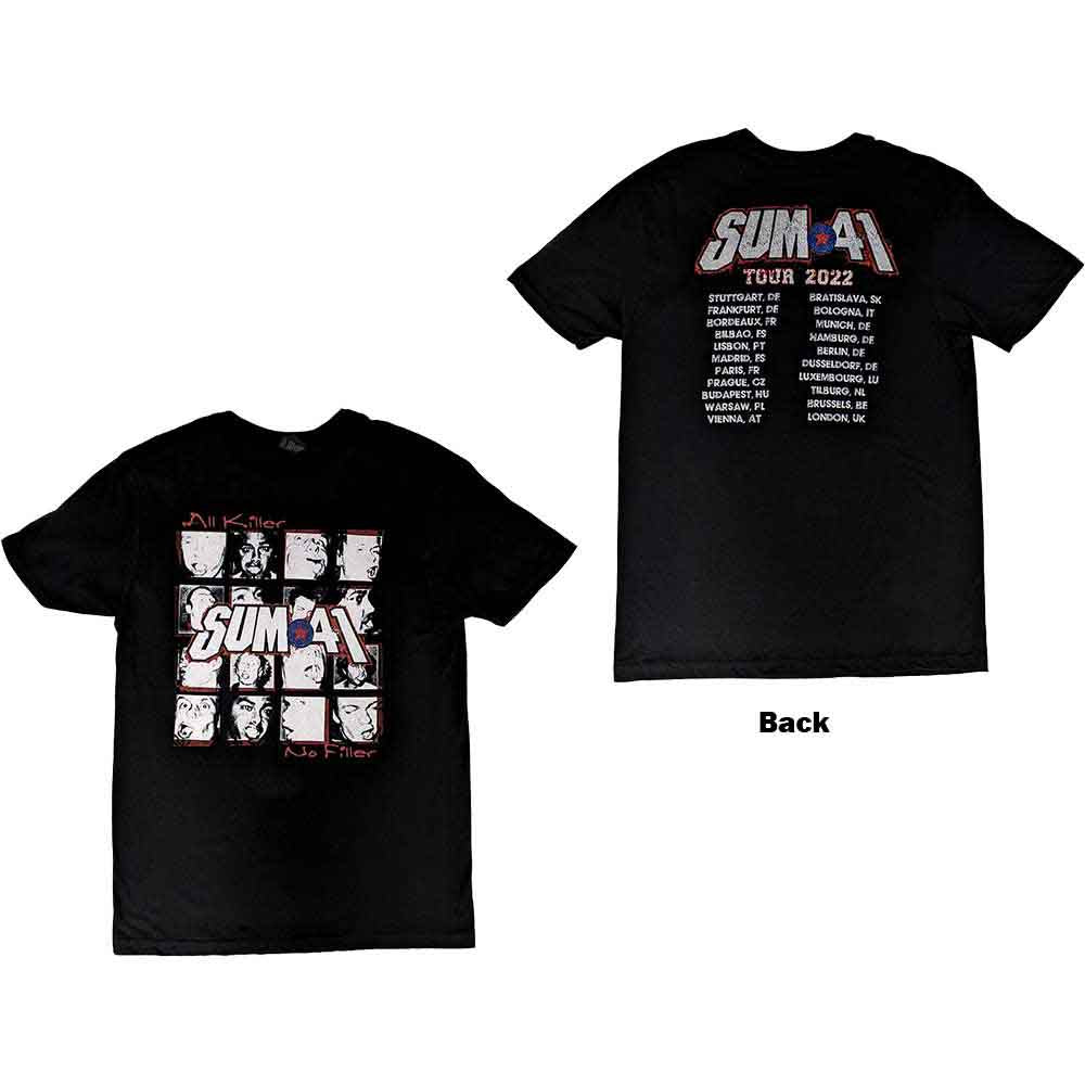 Sum 41 Unisex T-Shirt All Killer No Filler European Tour 2022 (Back) Black (L)