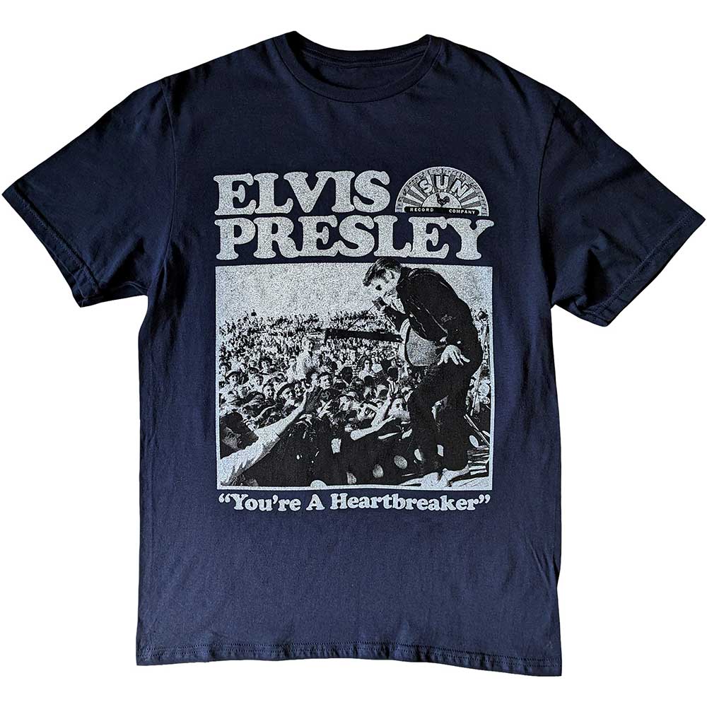 Sun Records Unisex T-Shirt Elvis Heartbreaker Blue (M)