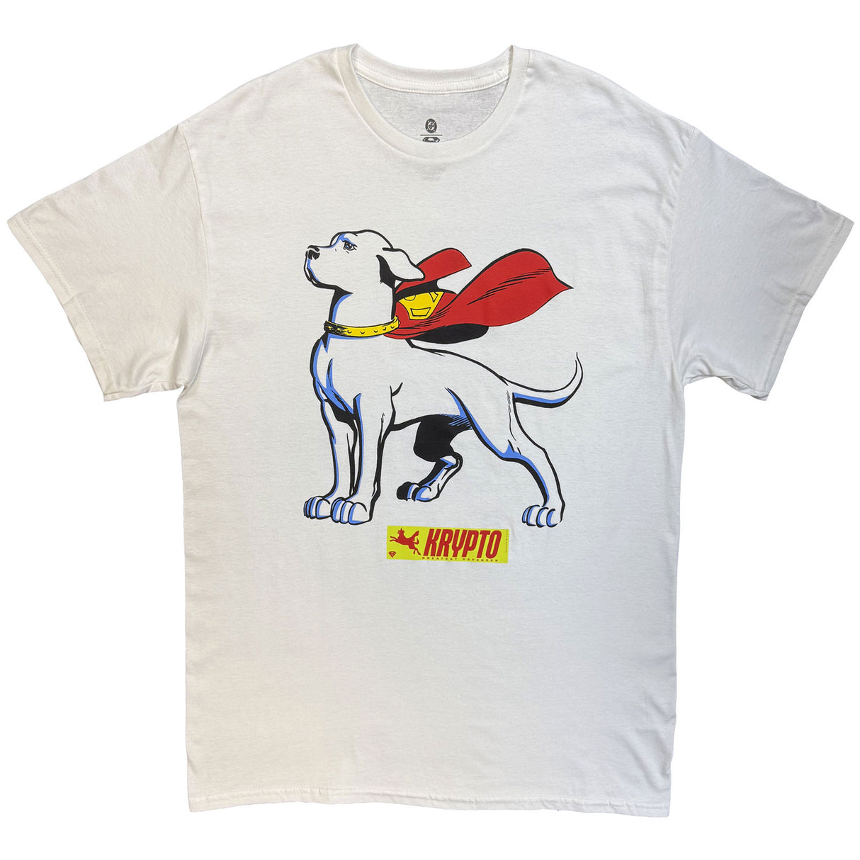DC Comics Unisex T-Shirt Superman Krypto Cape White (L)