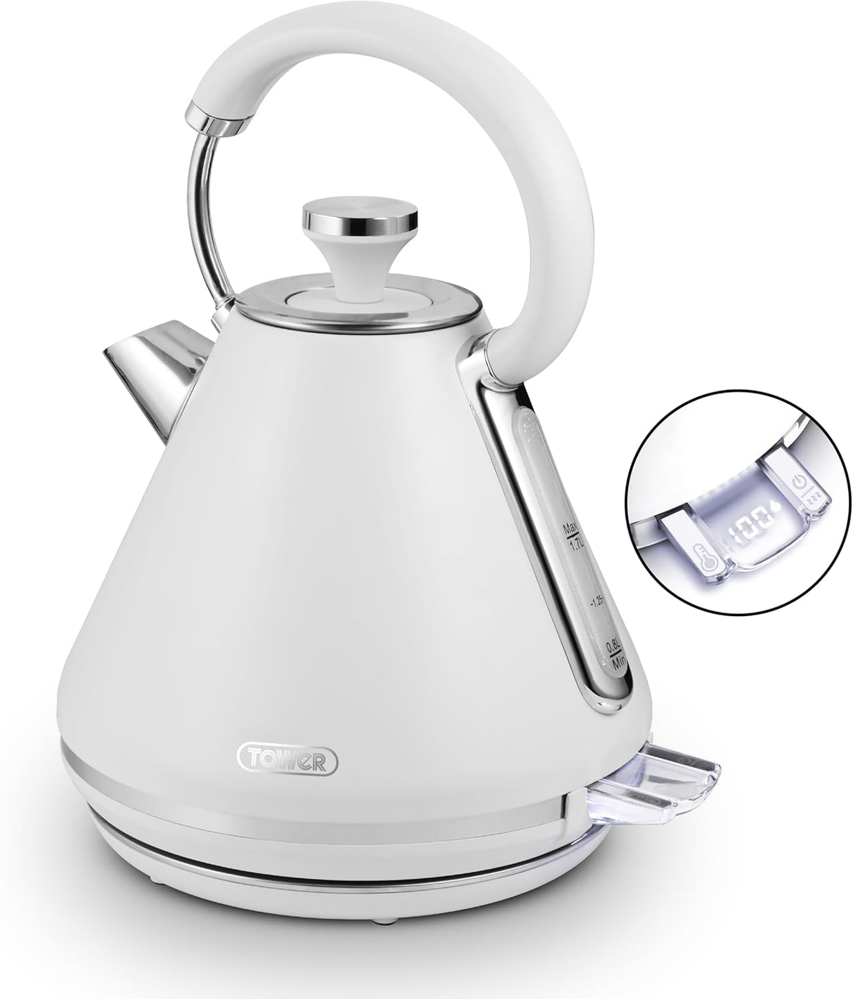 Tower T10087WHT Mirage 1.7L 3000W Pyramid Kettle Black