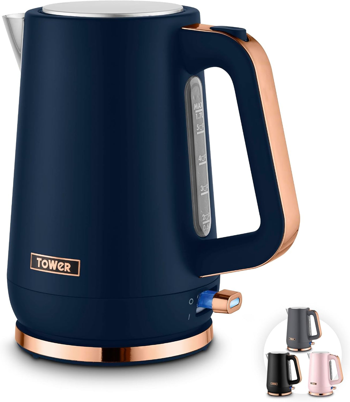Tower T10100MNB Cavaletto 1.7L 3000W Jug Kettle Midnight Blue/Rose Gold