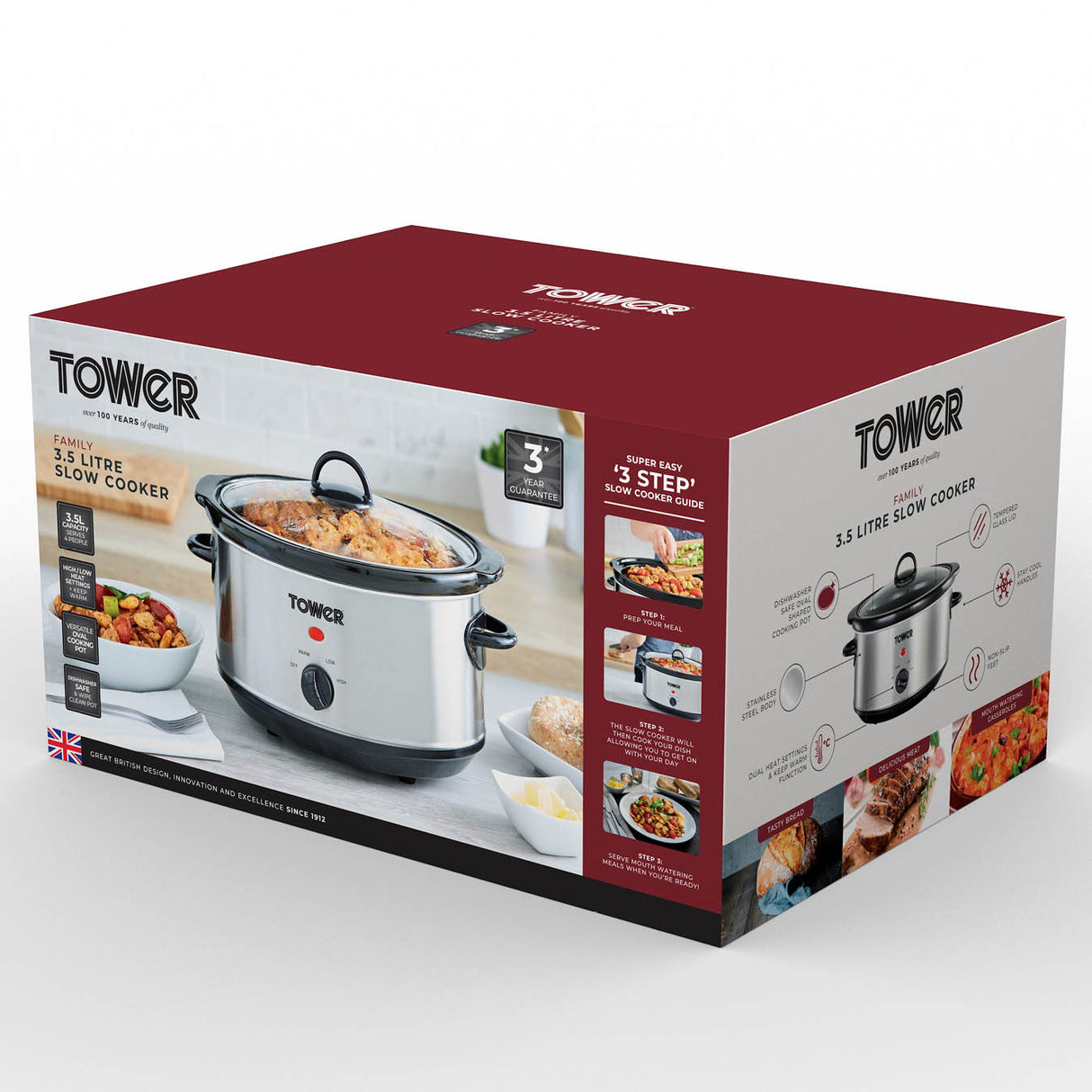 Tower T16039Y 3.5L Slow Cooker Stainless Steel