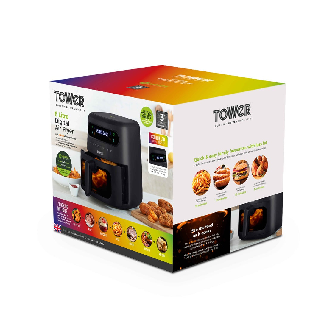 Tower Vortx Vizion T17125 3.0L Digital Basket Air Fryer Black