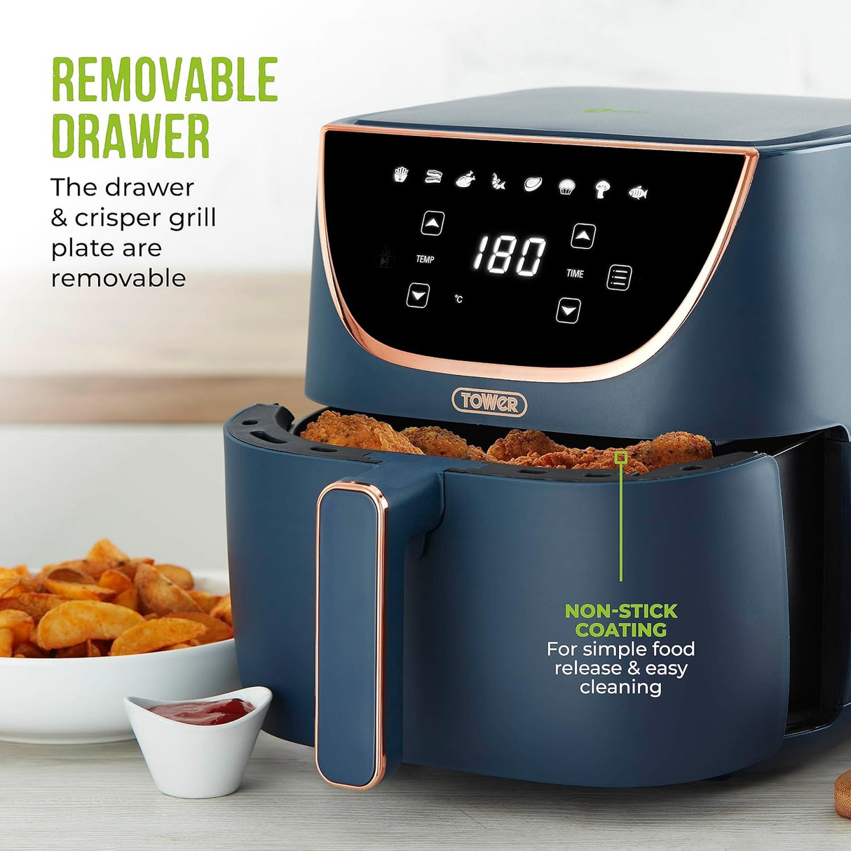 Tower Vortx T17127MNB 6.0L Digital Basket Air Fryer Midnight Blue