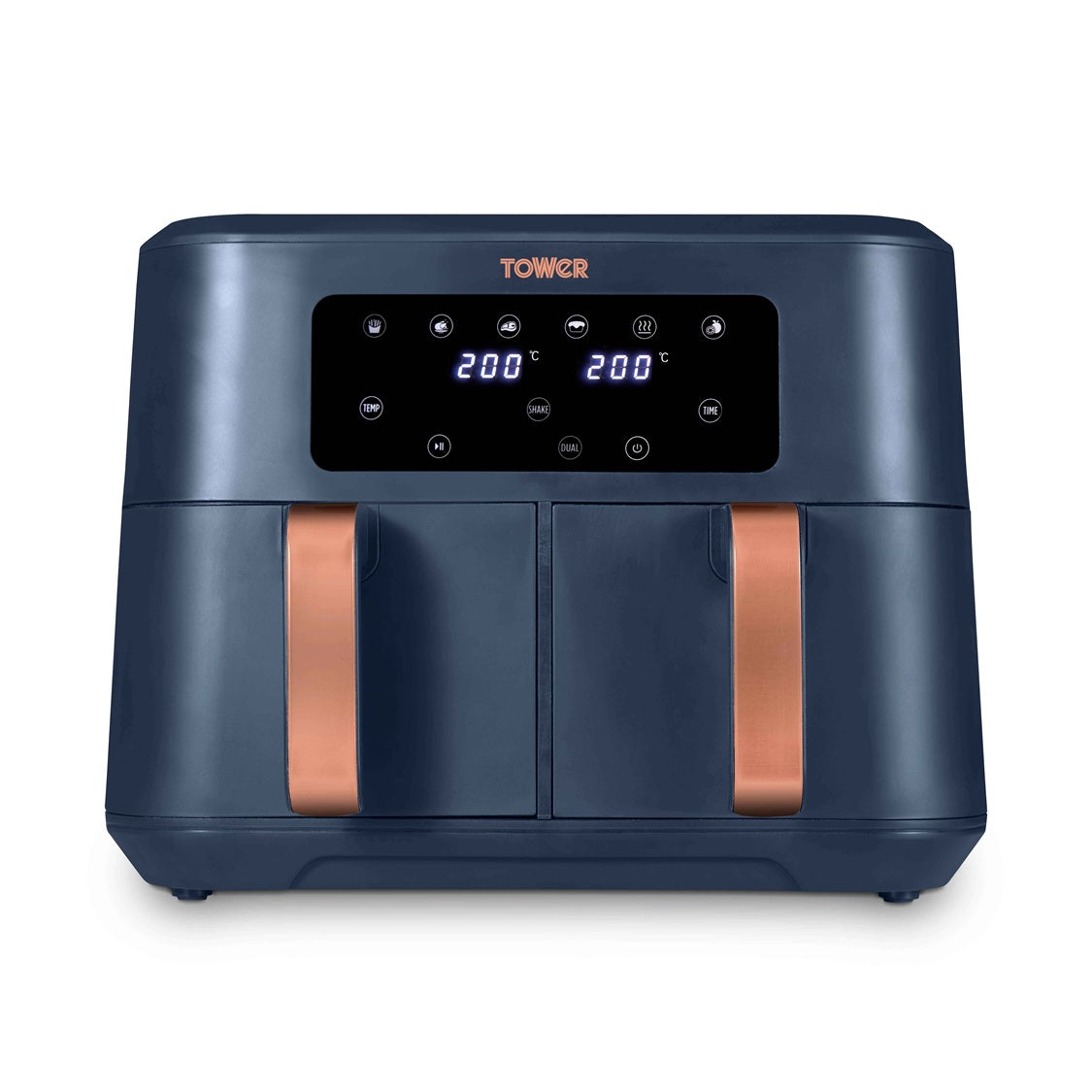 Tower Vortx T17137MNB 8.5L Digital Dual Basket Air Fryer Midnight Blue/Rose Gold