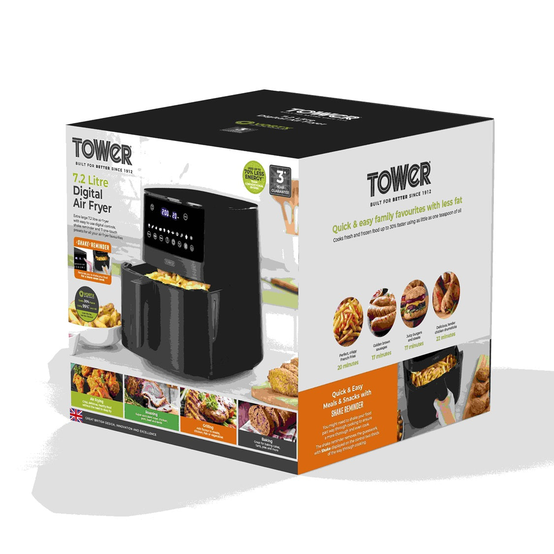 Tower Vortx T17149 7.2L Digital Basket Air Fryer Black