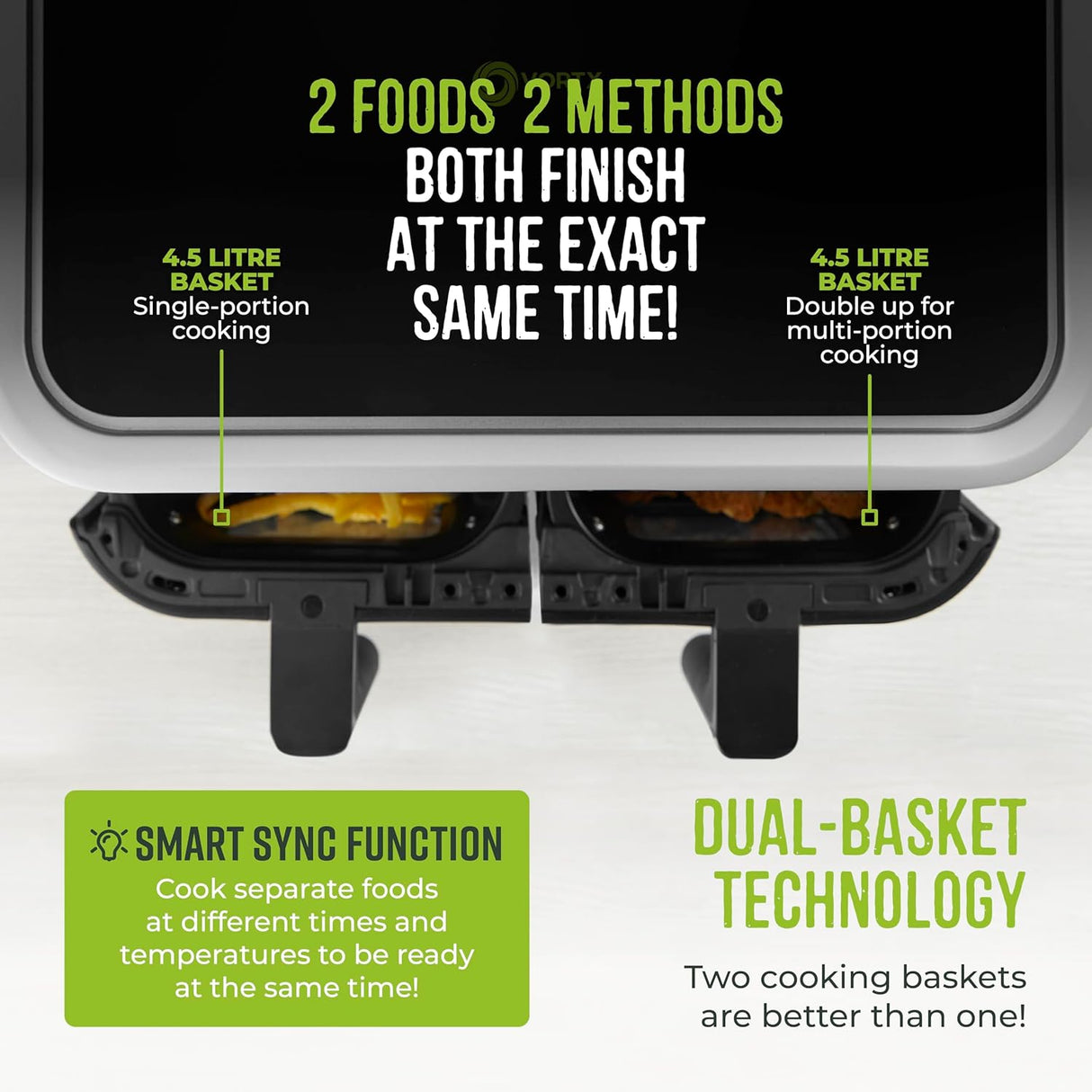Tower Vortx Vizion T17177 9.0L Digital Dual Basket Air Fryer Black