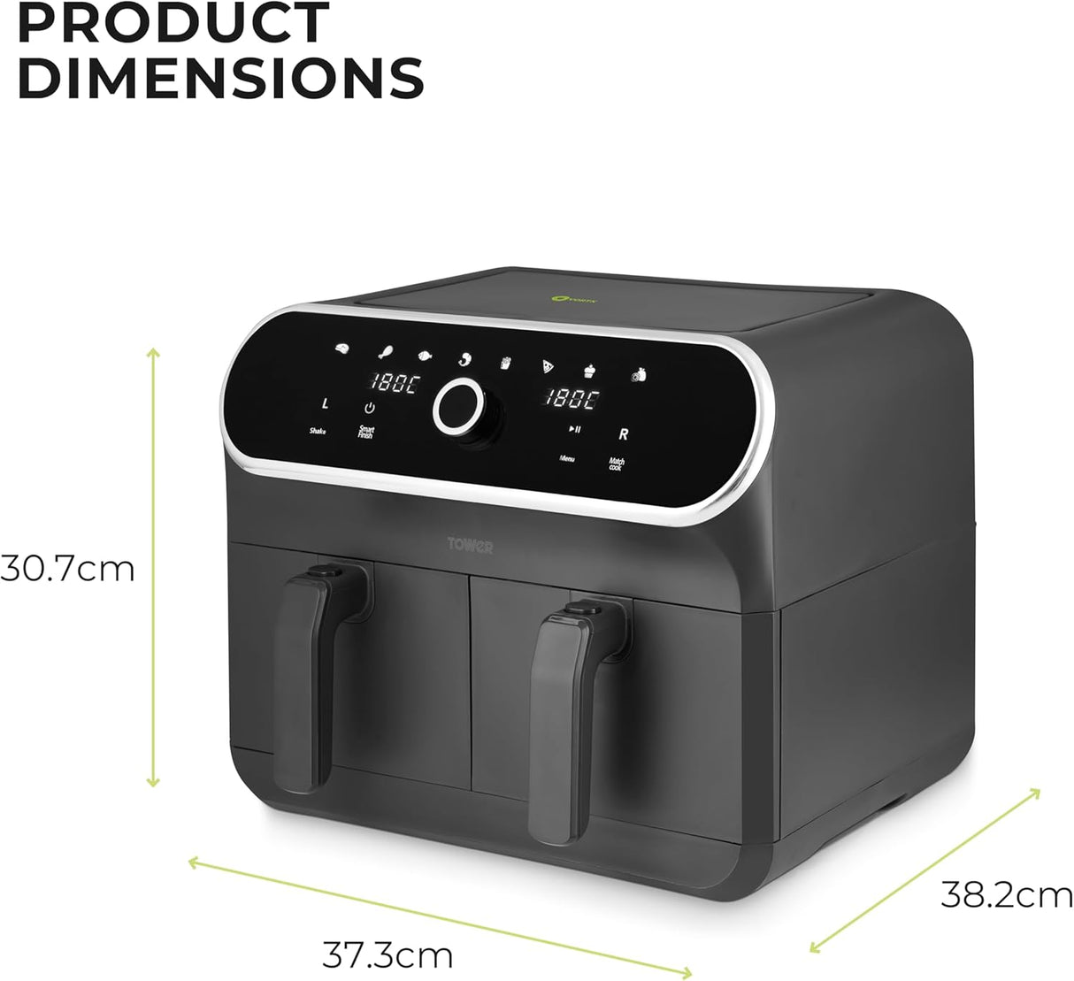 Tower Vortx Elite T17194 8.0L Dual Basket Digital Air Fryer Black