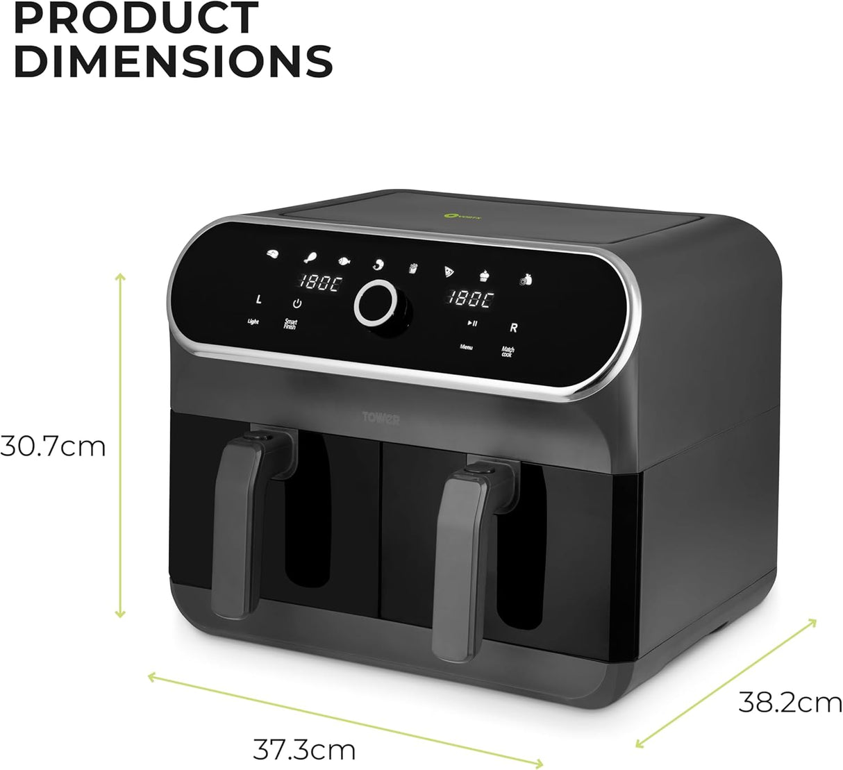 Tower Vortx Elite T17195 8.0L Dual Basket Digital Air Fryer Black