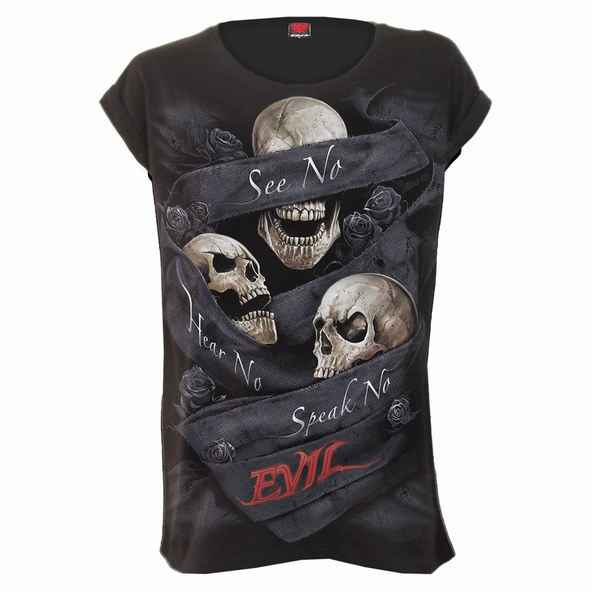Spiral Ladies Loose Fit T-Shirt See No Evil Black (XXL)