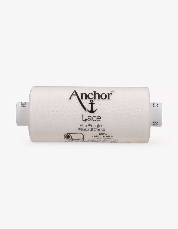 Anchor Lace 50 Cotton Embroidery Thread 500m Spool - White (0001)