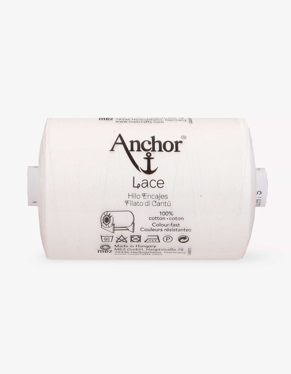 Anchor Lace 20 Cotton Embroidery Thread 500m Spool - White (0001)