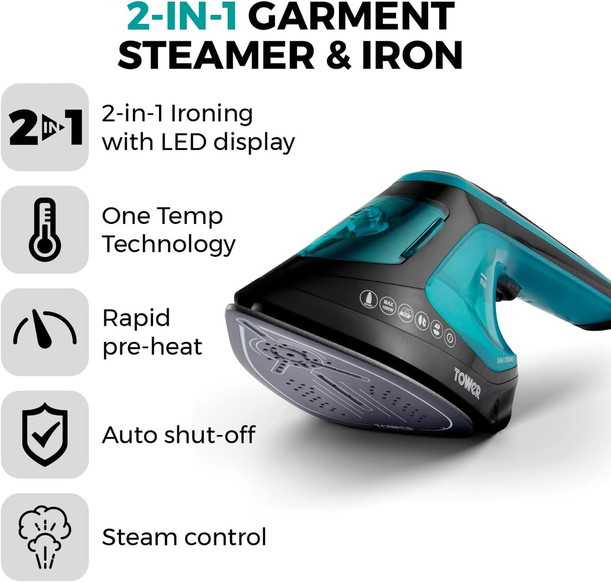 Tower T22031TL 2-in-1 Garment Steamer