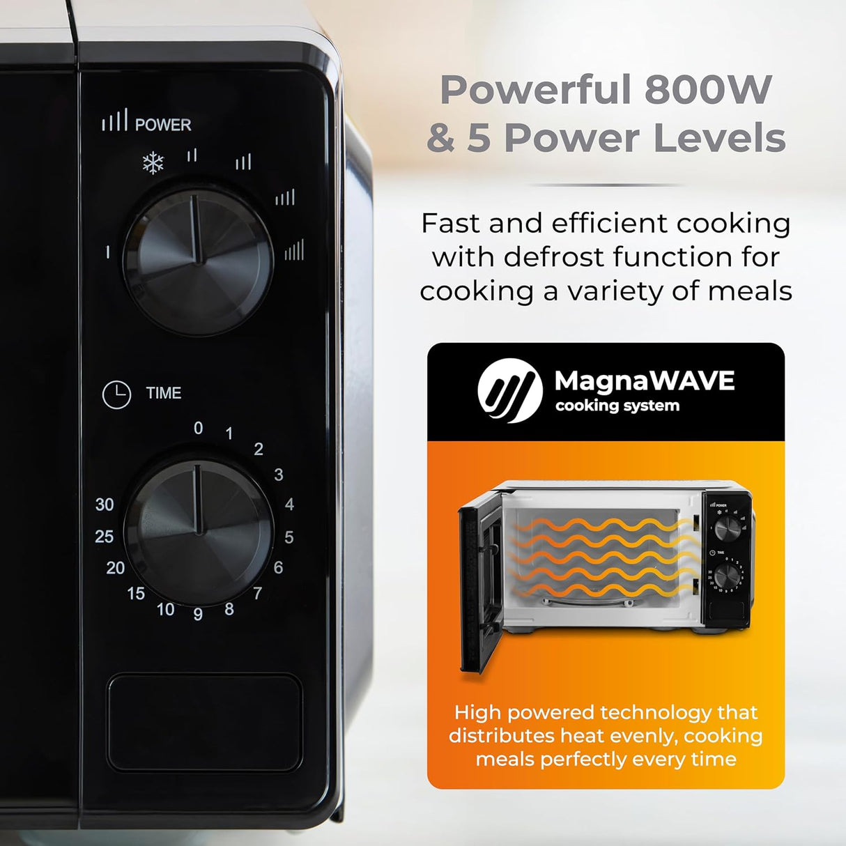 Tower T24044BLK 800W 20L Manual Microwave Oven Black