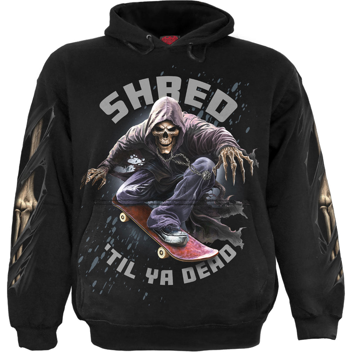 Spiral Unisex Pullover Hoodie Soul Boarder (Back & Sleeve Print) Black (L)