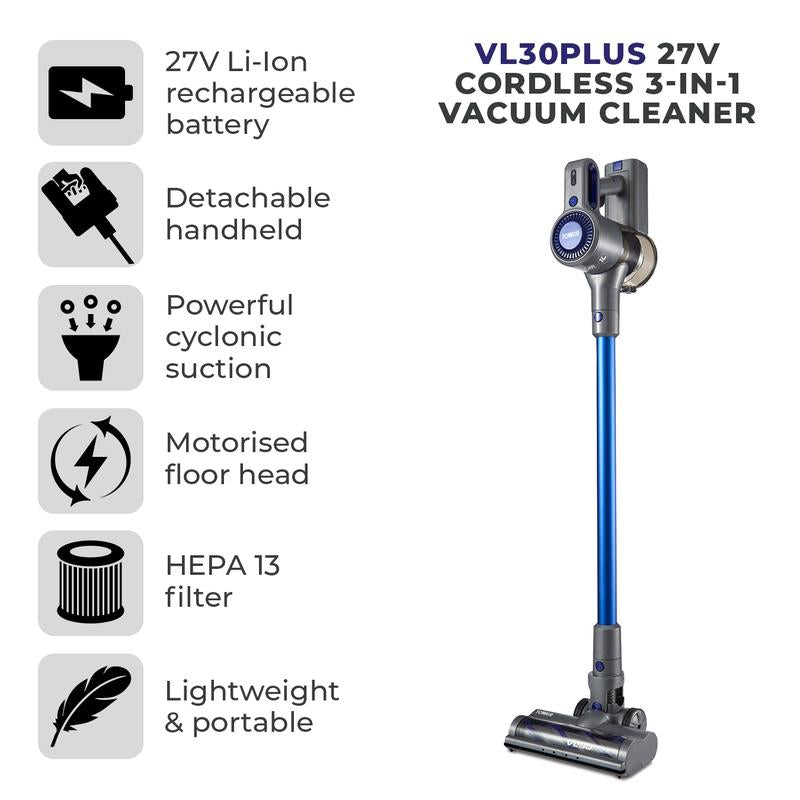 Tower VL30 Plus Cordless Stick Vacuum Cleaner Blue/Silver
