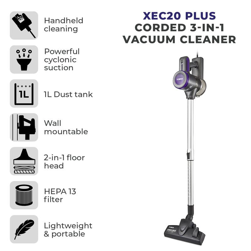Tower XEC20 Plus Corded 3-in-1 Vacuum Cleaner Blue/Silver