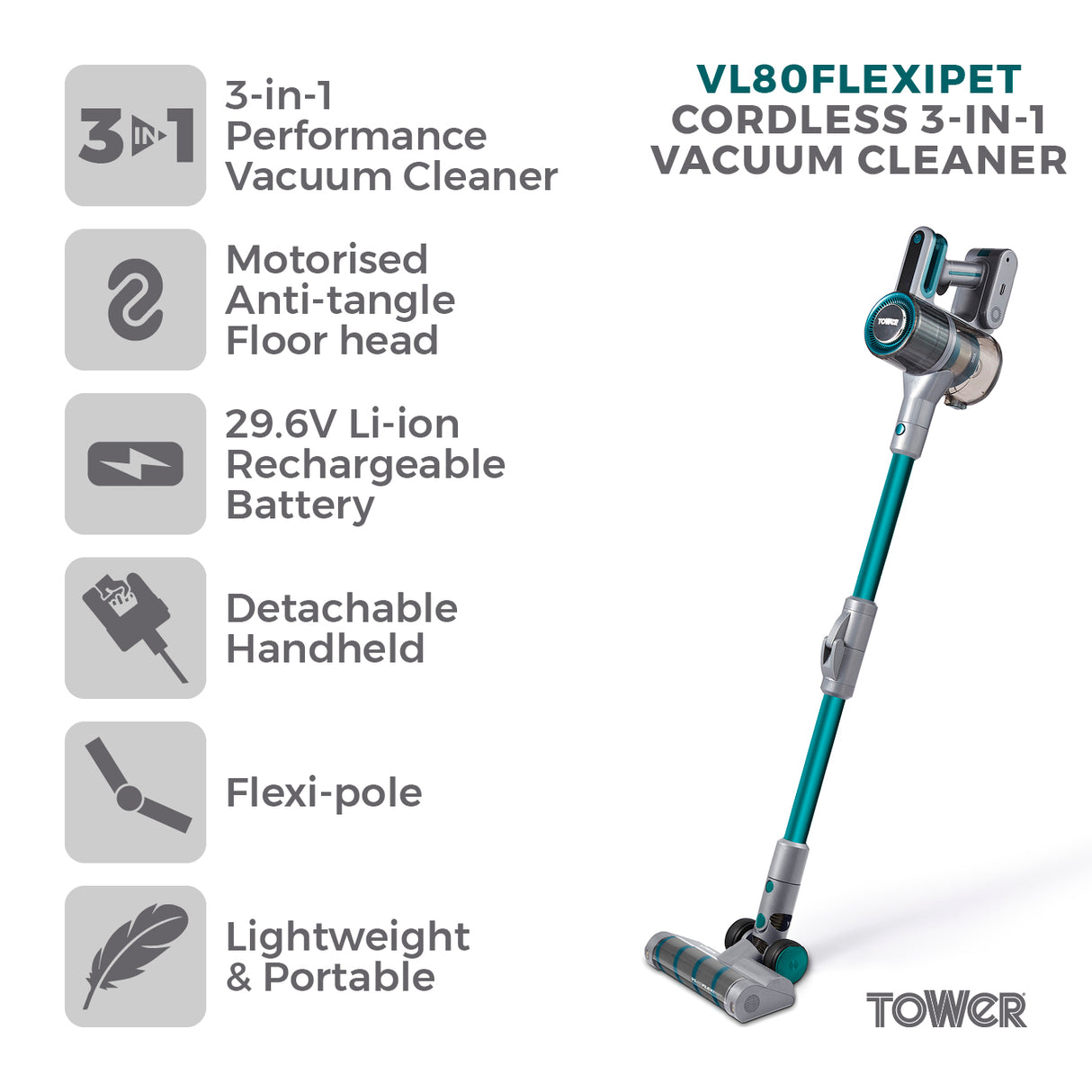 Tower VL80 Flexi Pets Cordless Vacuum Cleaner