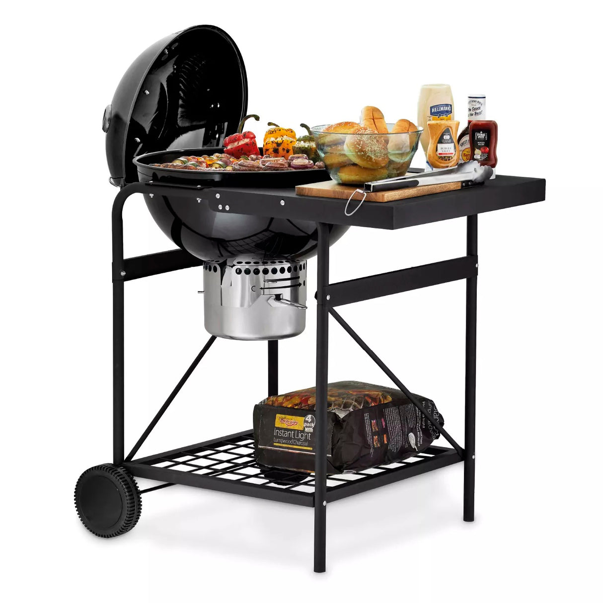 Tower Kettle Grill Charcoal BBQ with Side Table