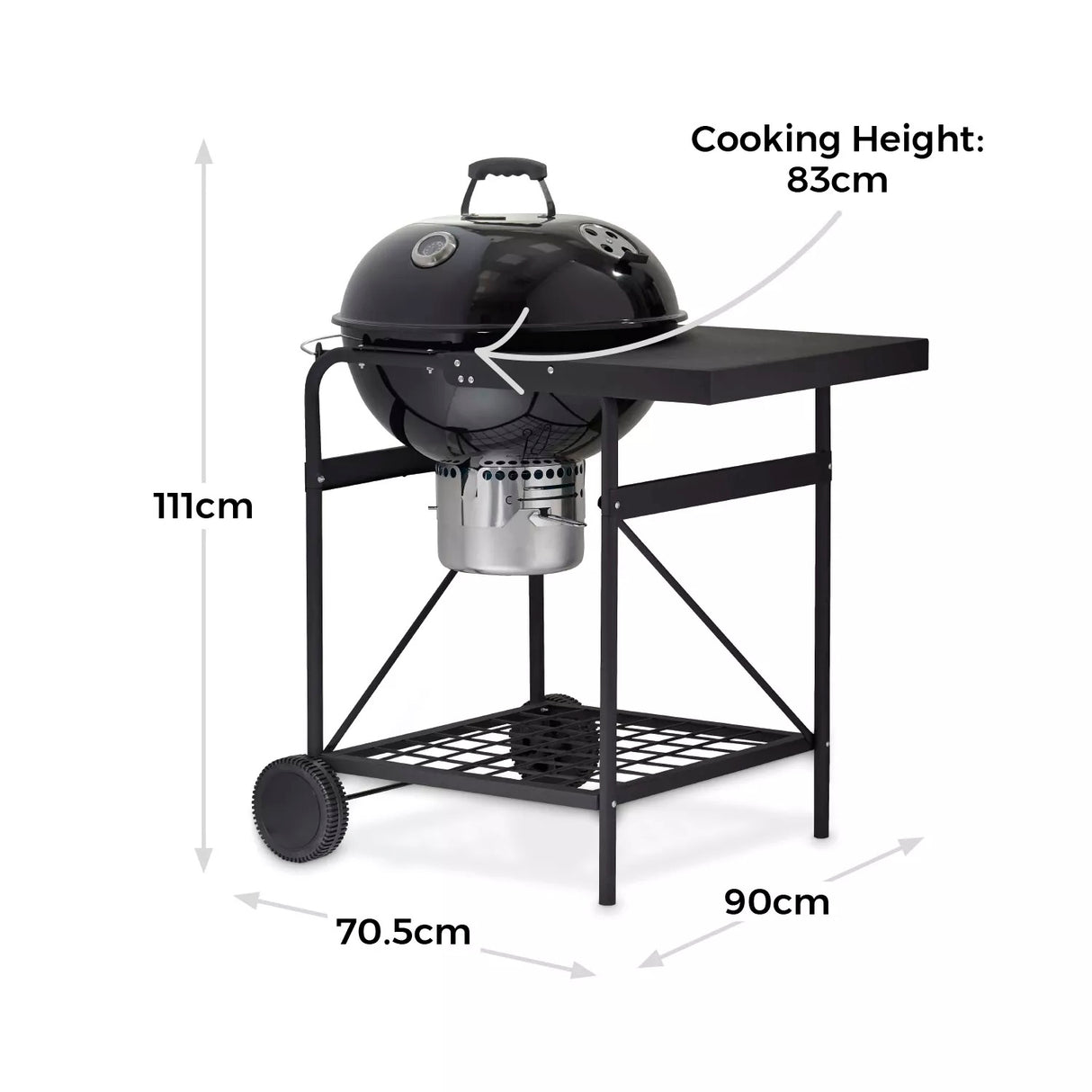 Tower Kettle Grill Charcoal BBQ with Side Table