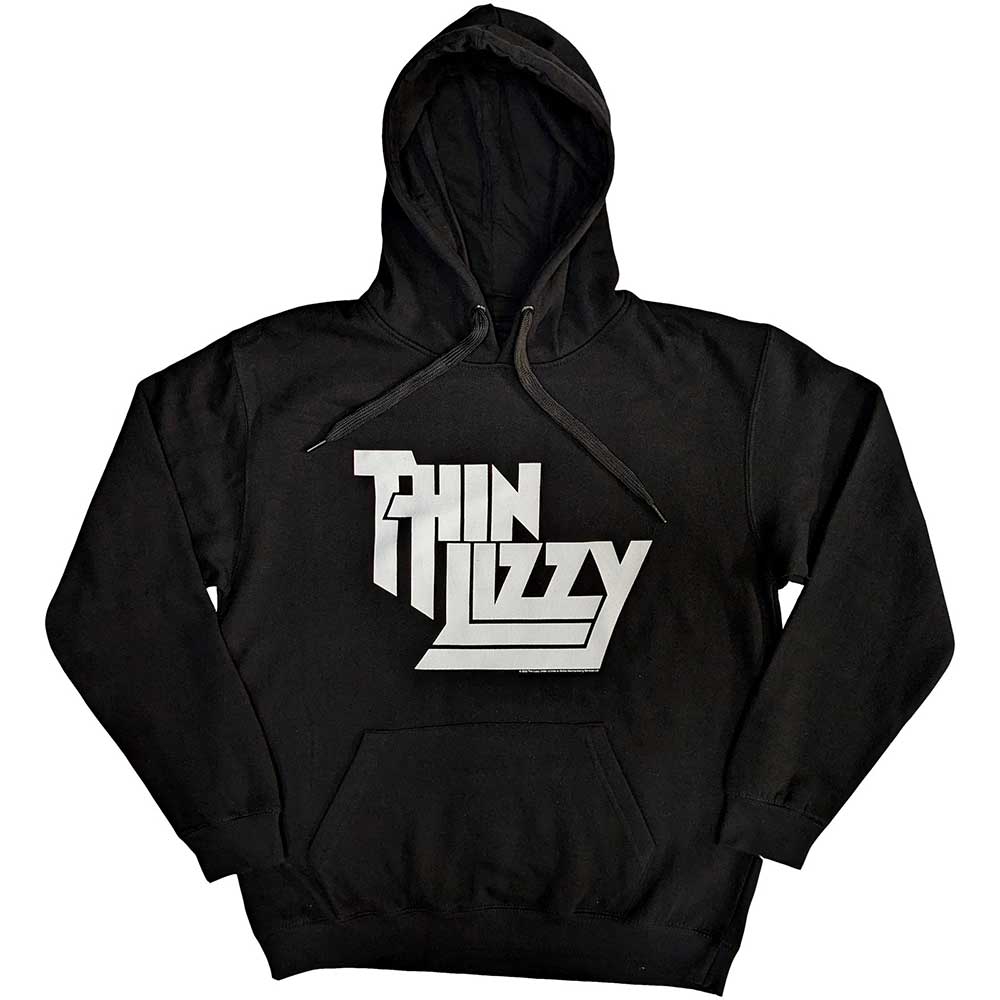 Thin Lizzy Unisex Pullover Hoodie Stacked Logo Black (M)