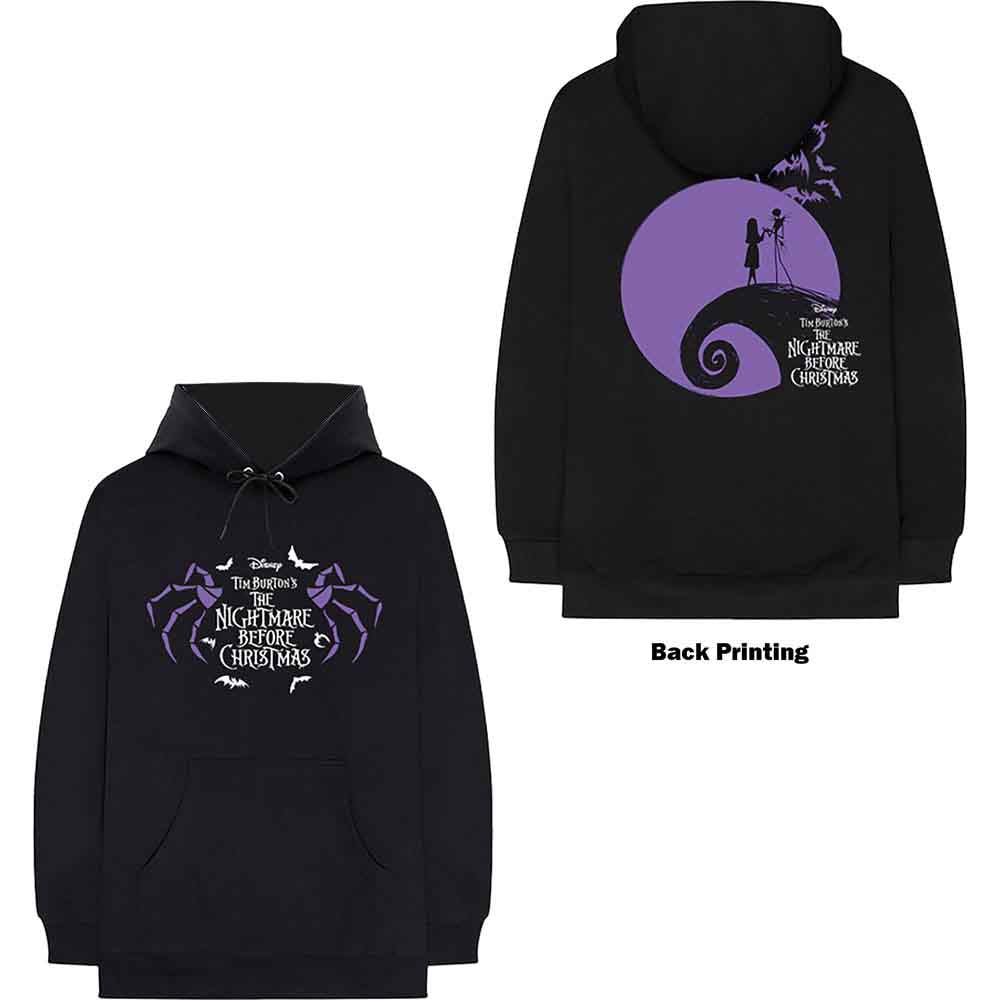 Disney Unisex Pullover Hoodie The Night Before Christmas Moonlight (Back Print) Black (XXL)