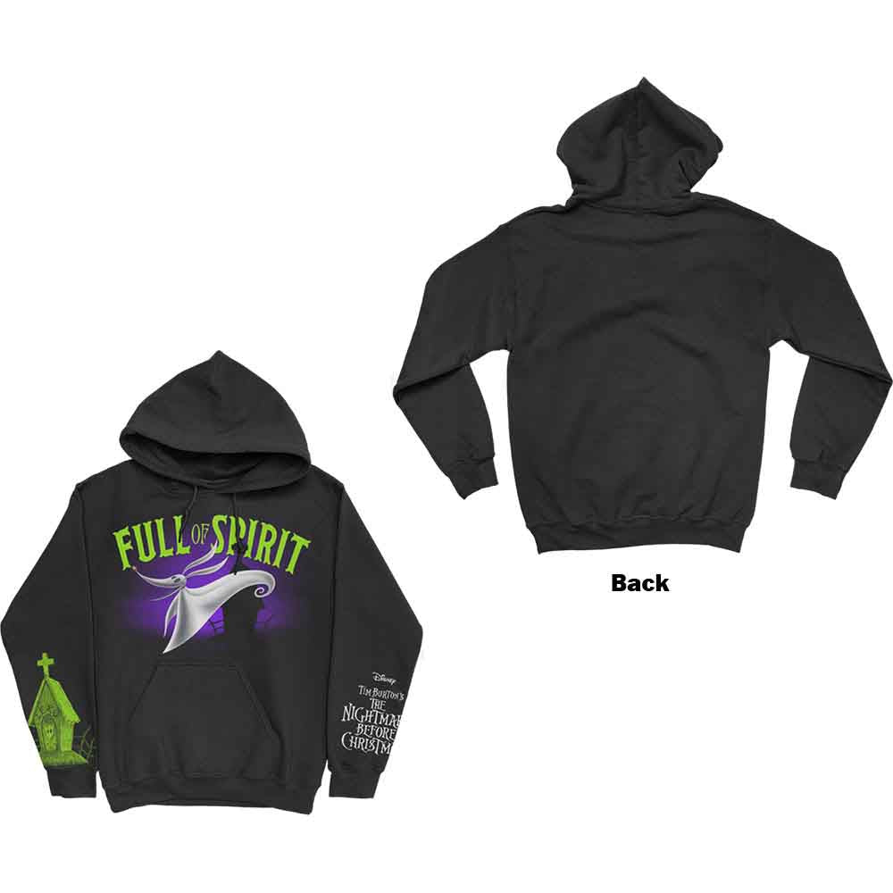 Disney Unisex Pullover Hoodie The Nightmare Before Christmas Full of Spirit (Sleeve Print) Black (M)