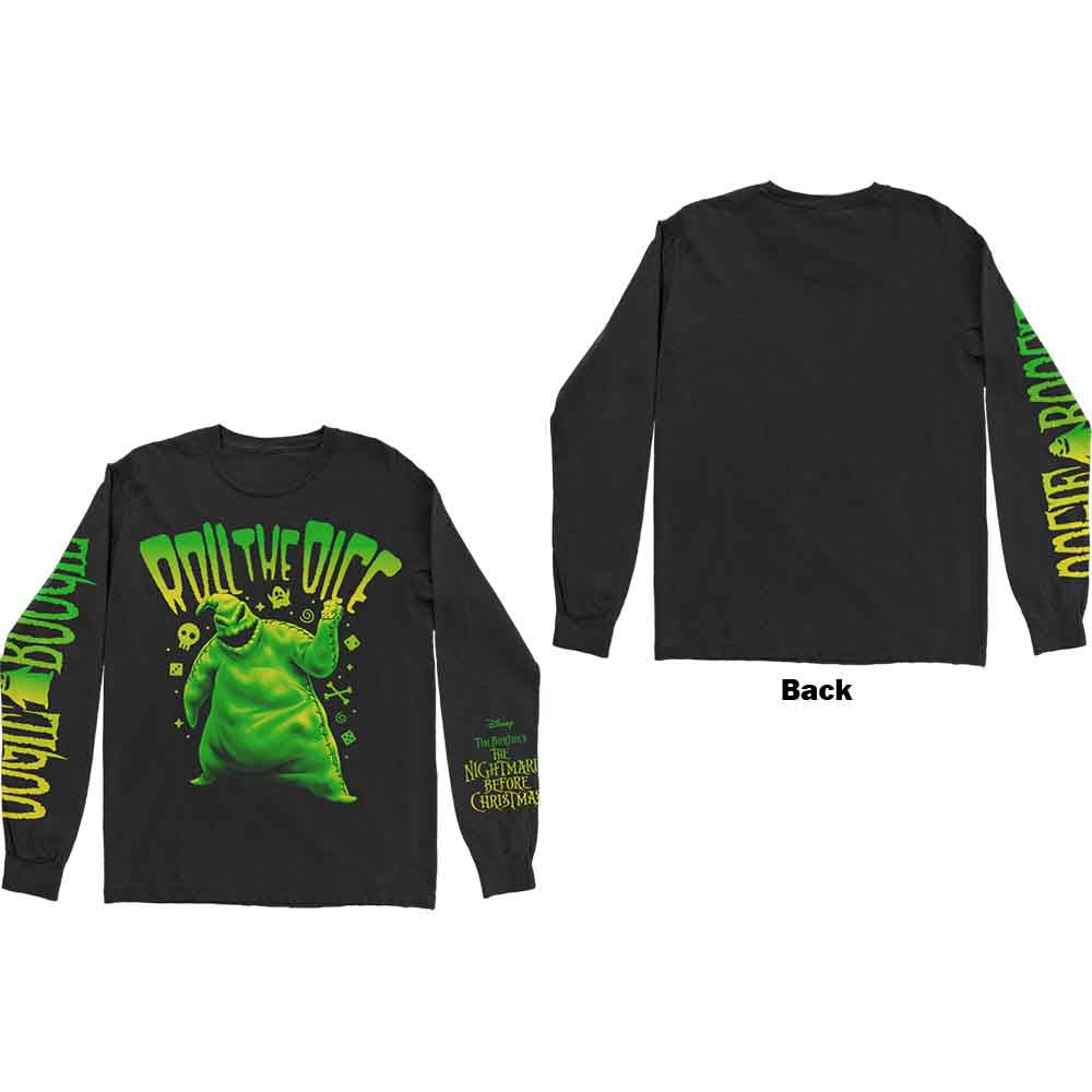 Disney Unisex Long Sleeved T-Shirt The Nightmare Before Christmas Roll The Dice (Sleeve Print) Black (M)