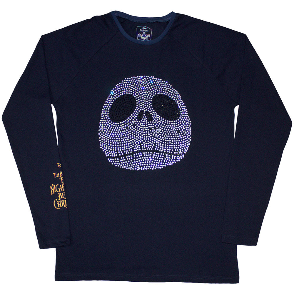 Disney Unisex Long Sleeve T-Shirt The Nightmare Before Christmas Rhinestone Jack Blue (L)