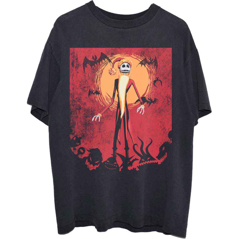 Disney Unisex T-Shirt The Nightmare Before Christmas Jack Orange Sun Black (M)