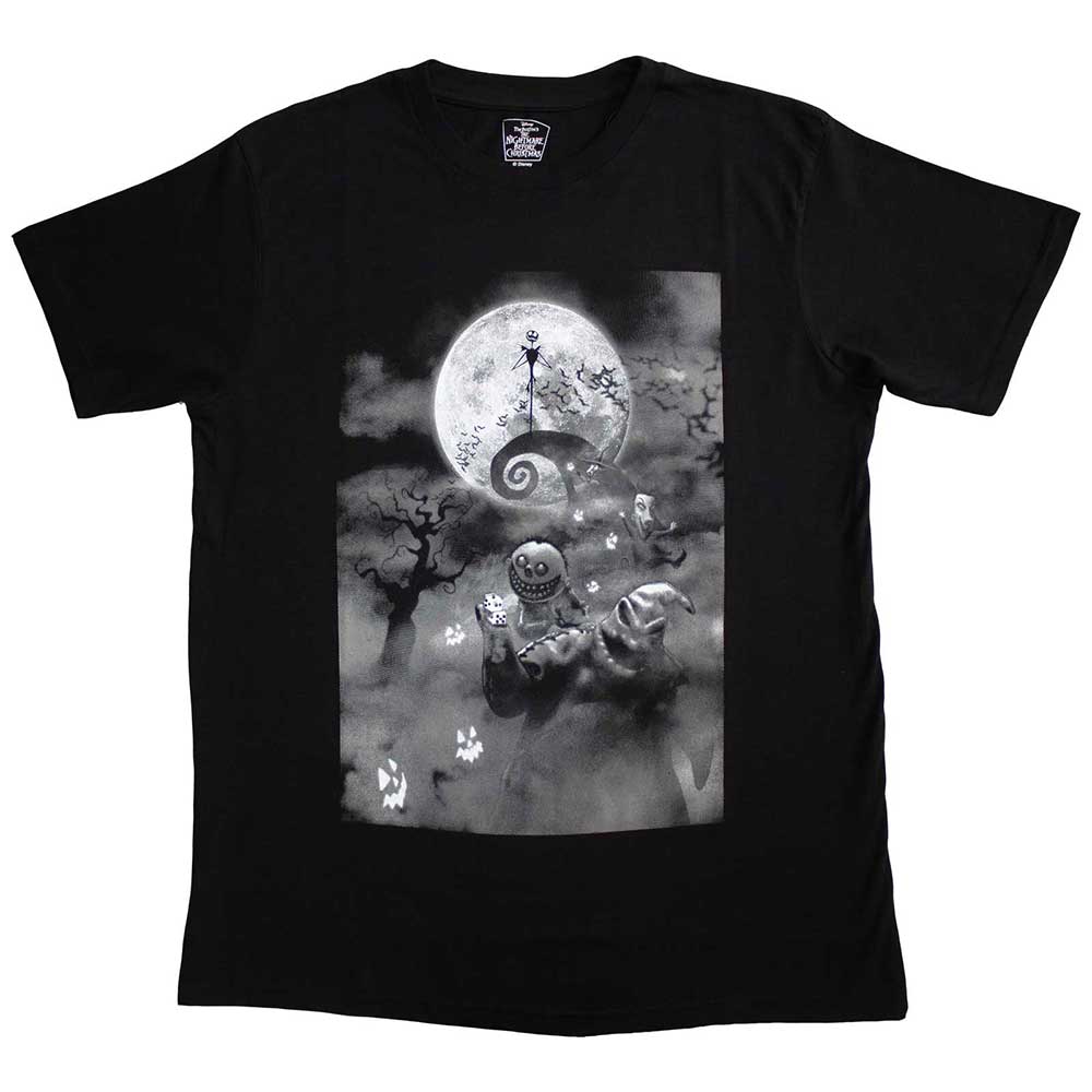 Disney Unisex T-Shirt The Nightmare Before Christmas Oogie Scene Black (XL)
