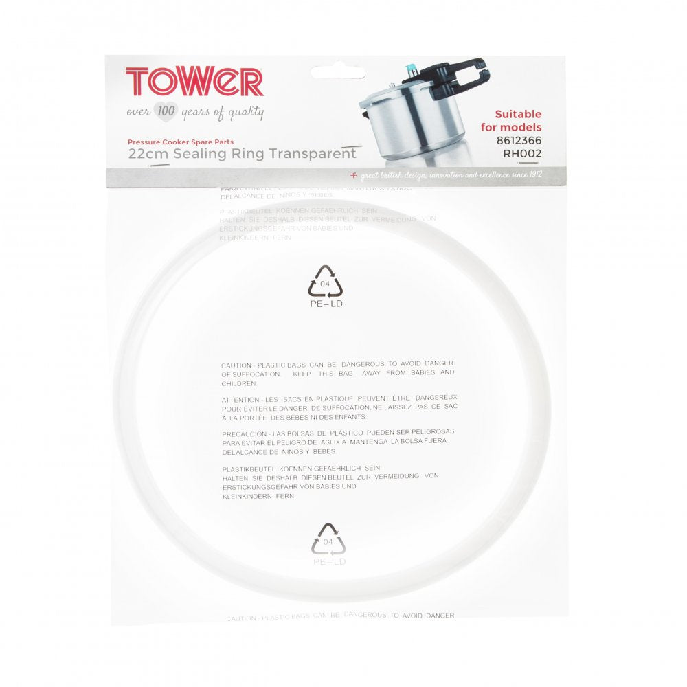 Tower TS1003 22cm Sealing Ring Transparent for 8312366 Pressure Cooker
