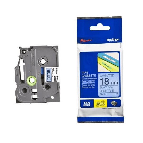 Brother TZE-541 PTouch Label Tape Black on Blue 18mm x 8m
