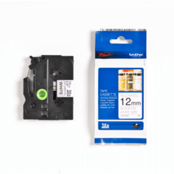 Brother TZE-N231 PTouch Label Tape Non-Laminated Black on White 12mm x 8m