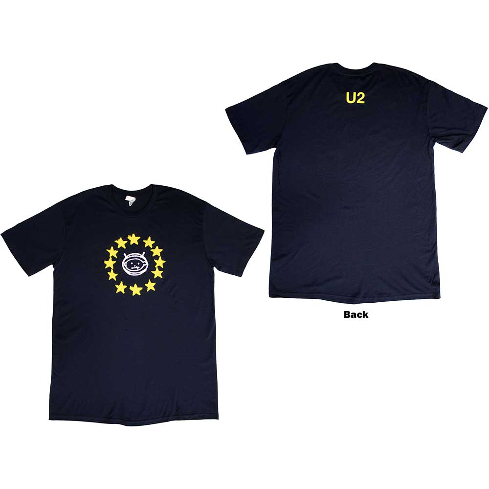 U2 Unisex T-Shirt EU Stars 2018 (Ex-Tour) Blue (XL)