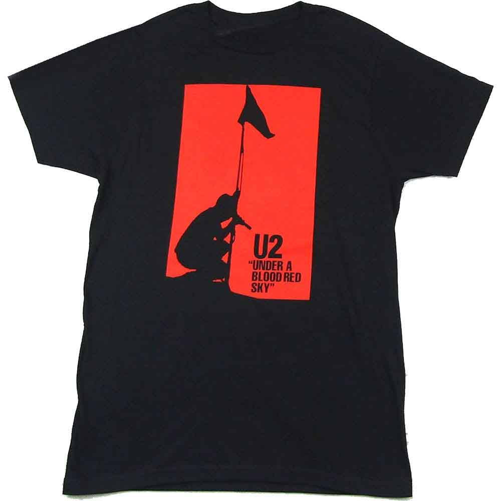 U2 Unisex T-Shirt Blood Red Sky Black (M)