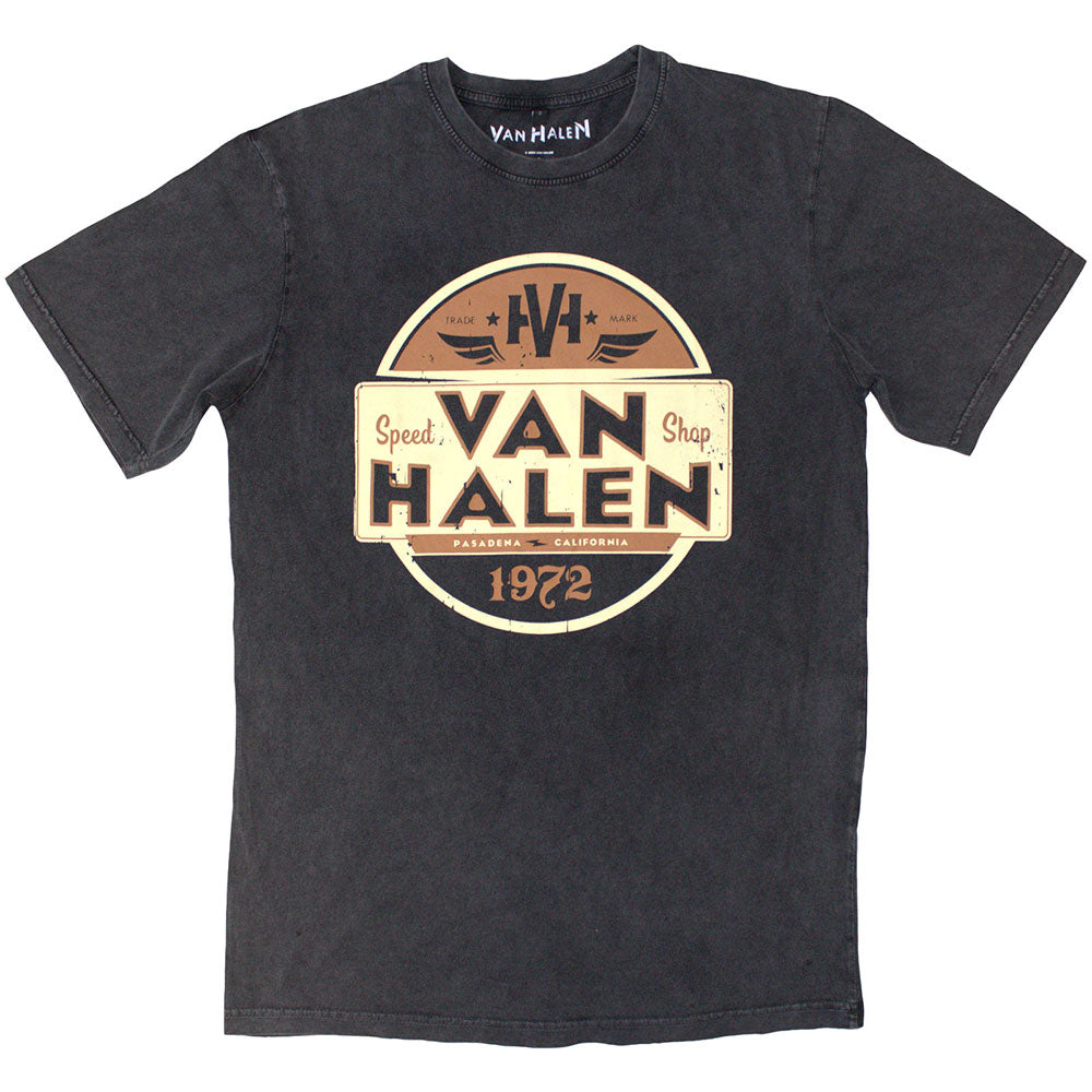 Van Halen Unisex Stone Wash T-Shirt Speed Shop Grey (S)