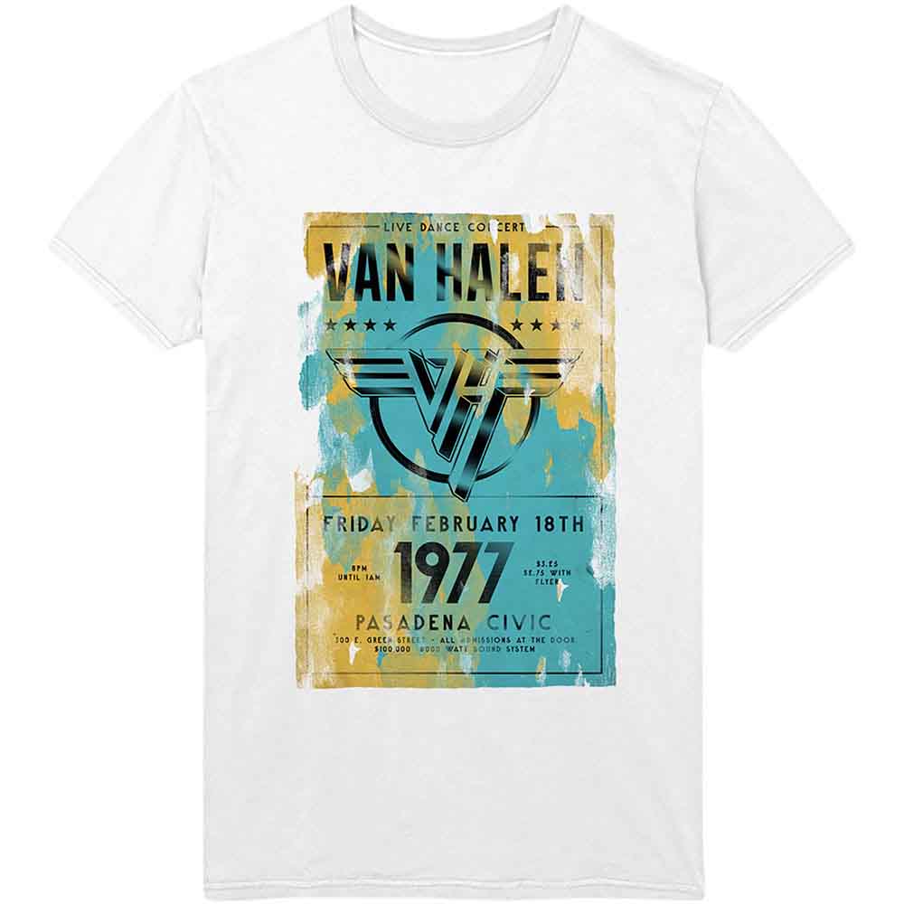 Van Halen Unisex T-Shirt Pasadena '77 White (L)