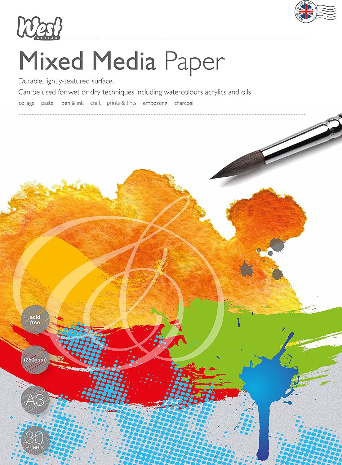 West Designs A3 Mixed Media Pad 250gsm 30sht Spiral