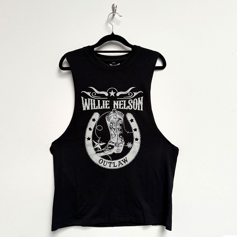 Willie Nelson Unisex Vest T-Shirt Outlaw Black (S)