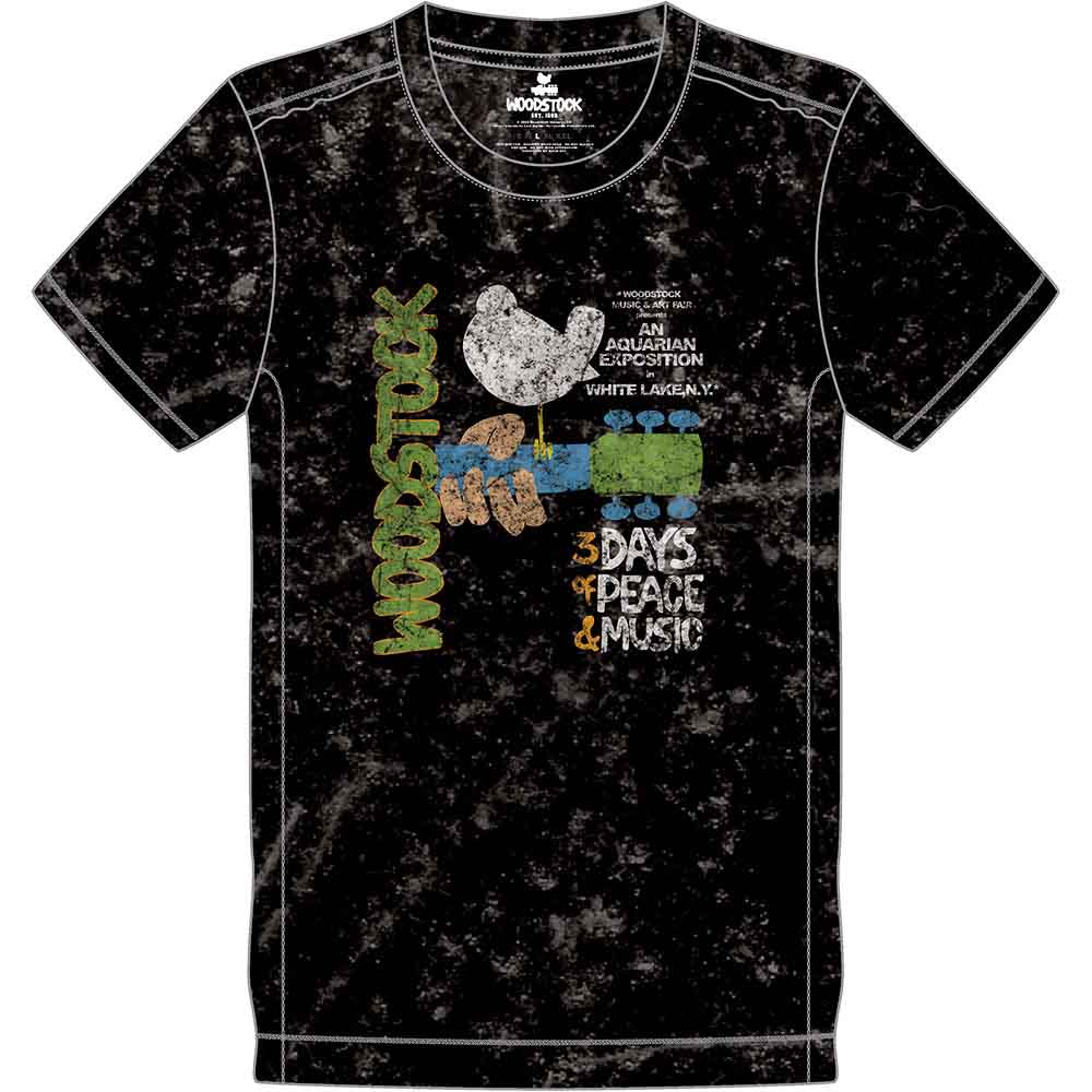 Woodstock Unisex T-Shirt (Snow Wash) Poster Black (L)