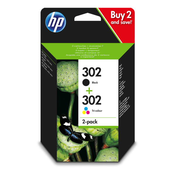 HP 302 Black & Tri- Colour Standard Capacity Ink Cartridge Multipack for HP DeskJet 1110/2130/3630