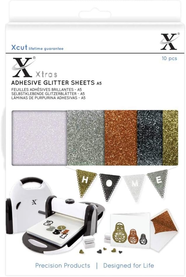 Xcut Xtras A5 Adhesive Glitter Sheets - Metallics (10shts)