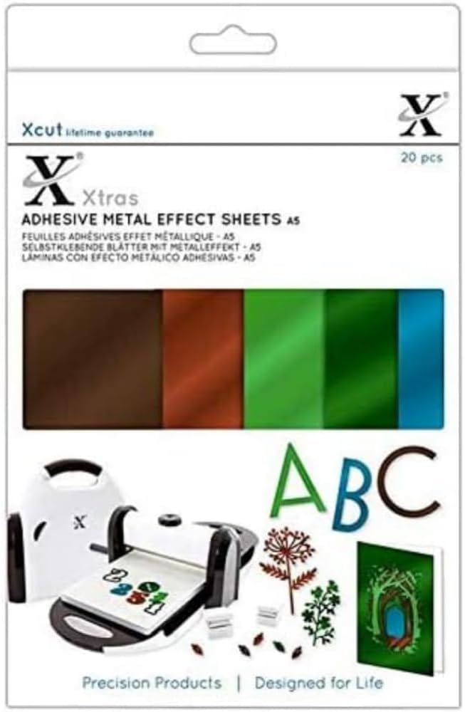 Xcut Xtras A5 Adhesive Metal Effect Sheets - Naturals (20shts)