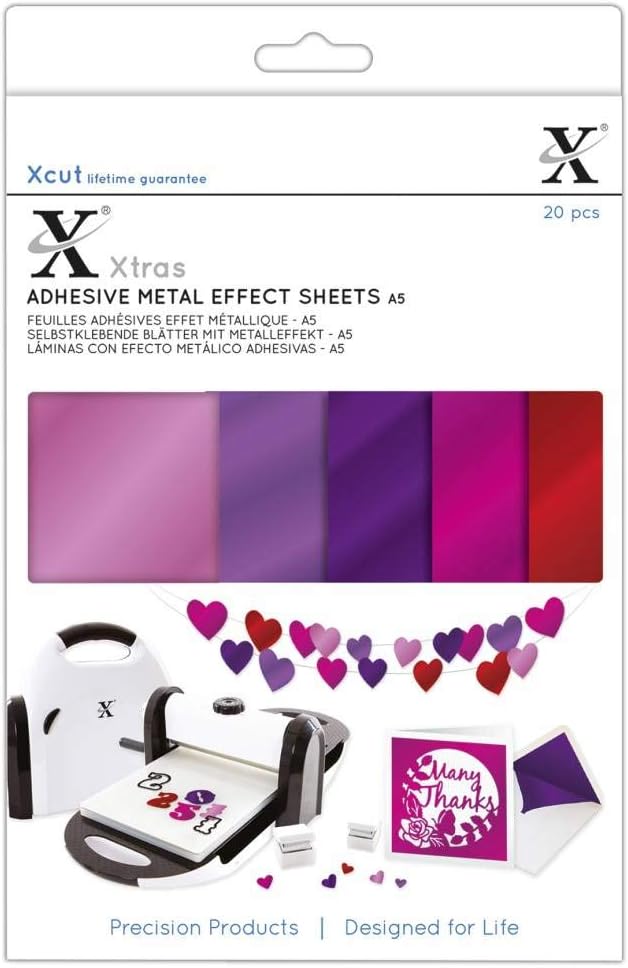 Xcut Xtras A5 Adhesive Metal Effect Sheets- Pinks (20shts)