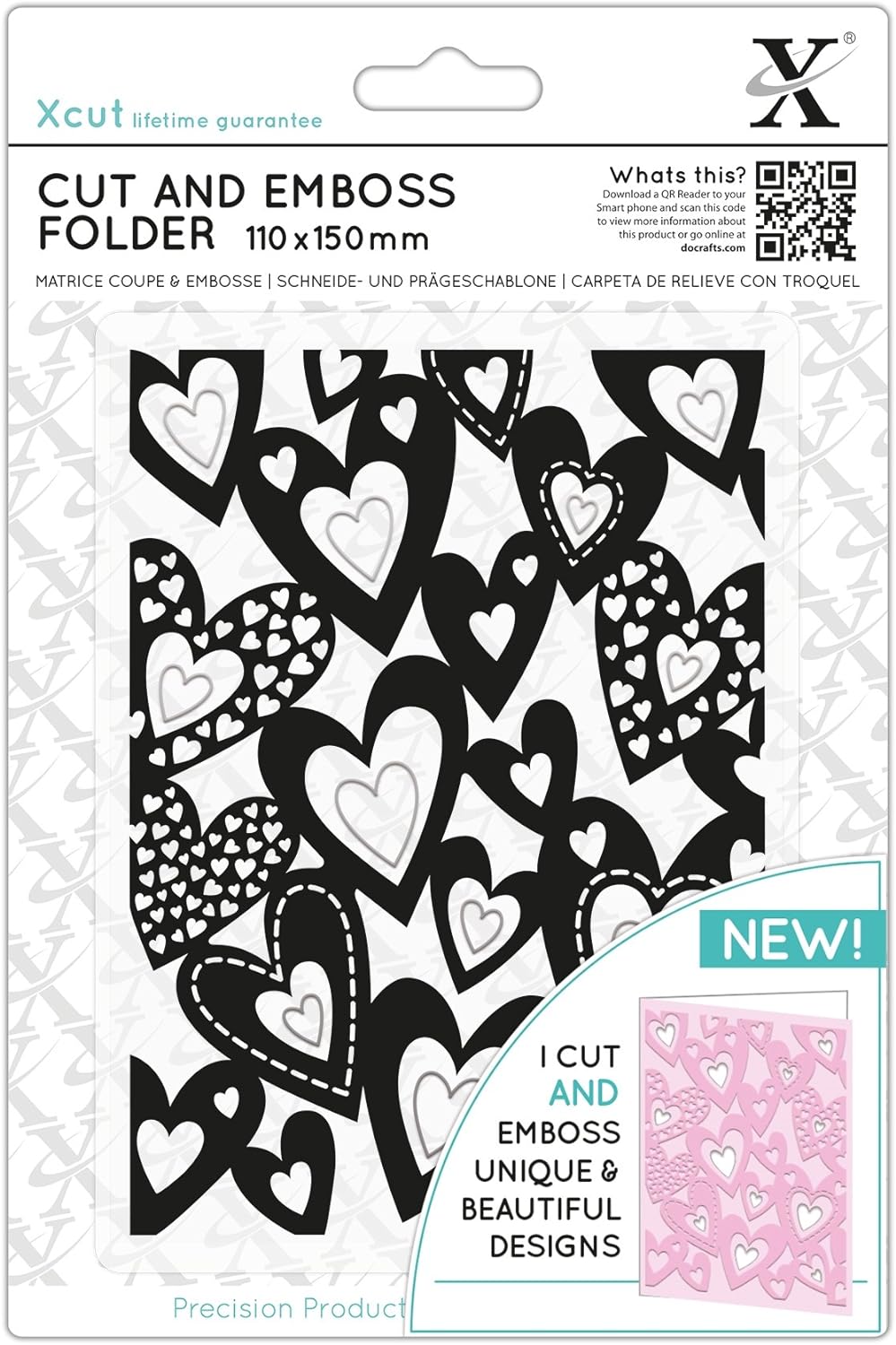 Xcut Cut & Emboss Folder 110mm x 150mm - Multi Hearts