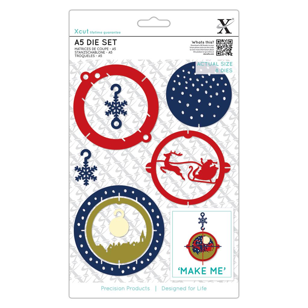 Xcut A5 Dies - Flying Santa Bauble