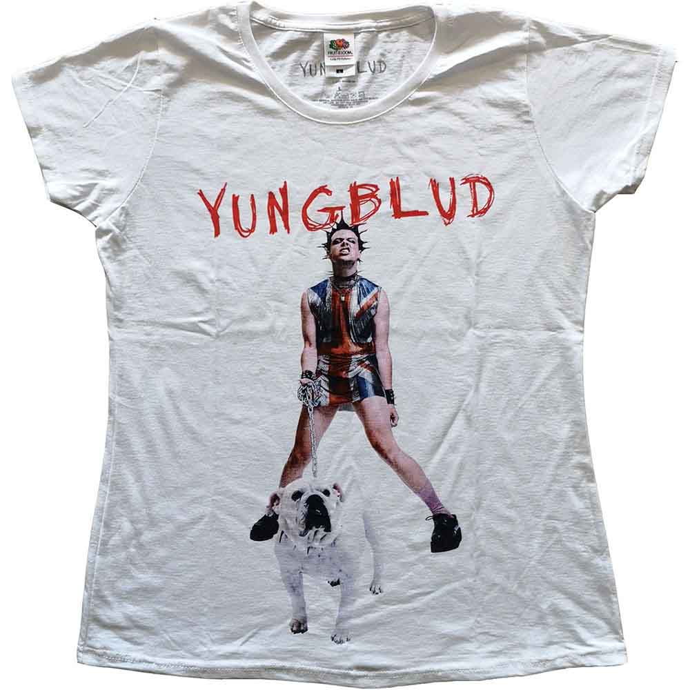 Yungblud Ladies T-Shirt Strawberry Lipstick White (XL)