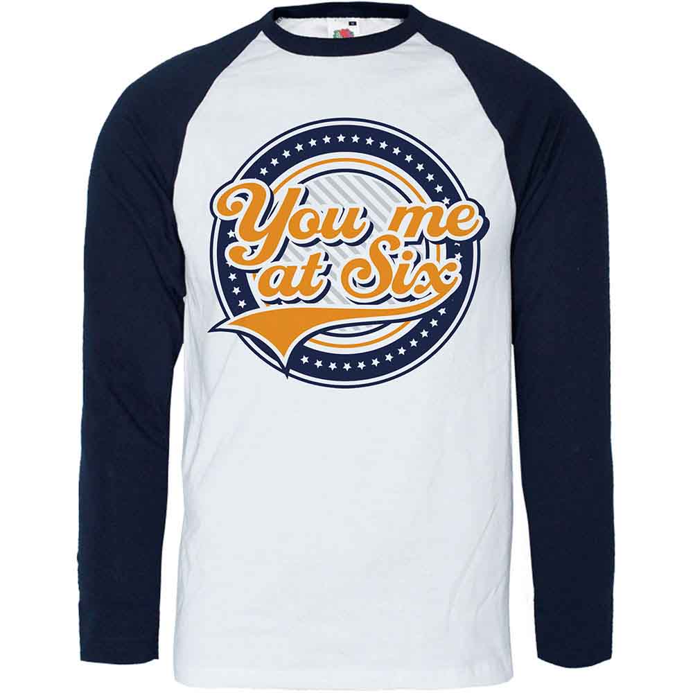 You Me At Six Unisex Raglan T-Shirt Crest Blue/White (S)